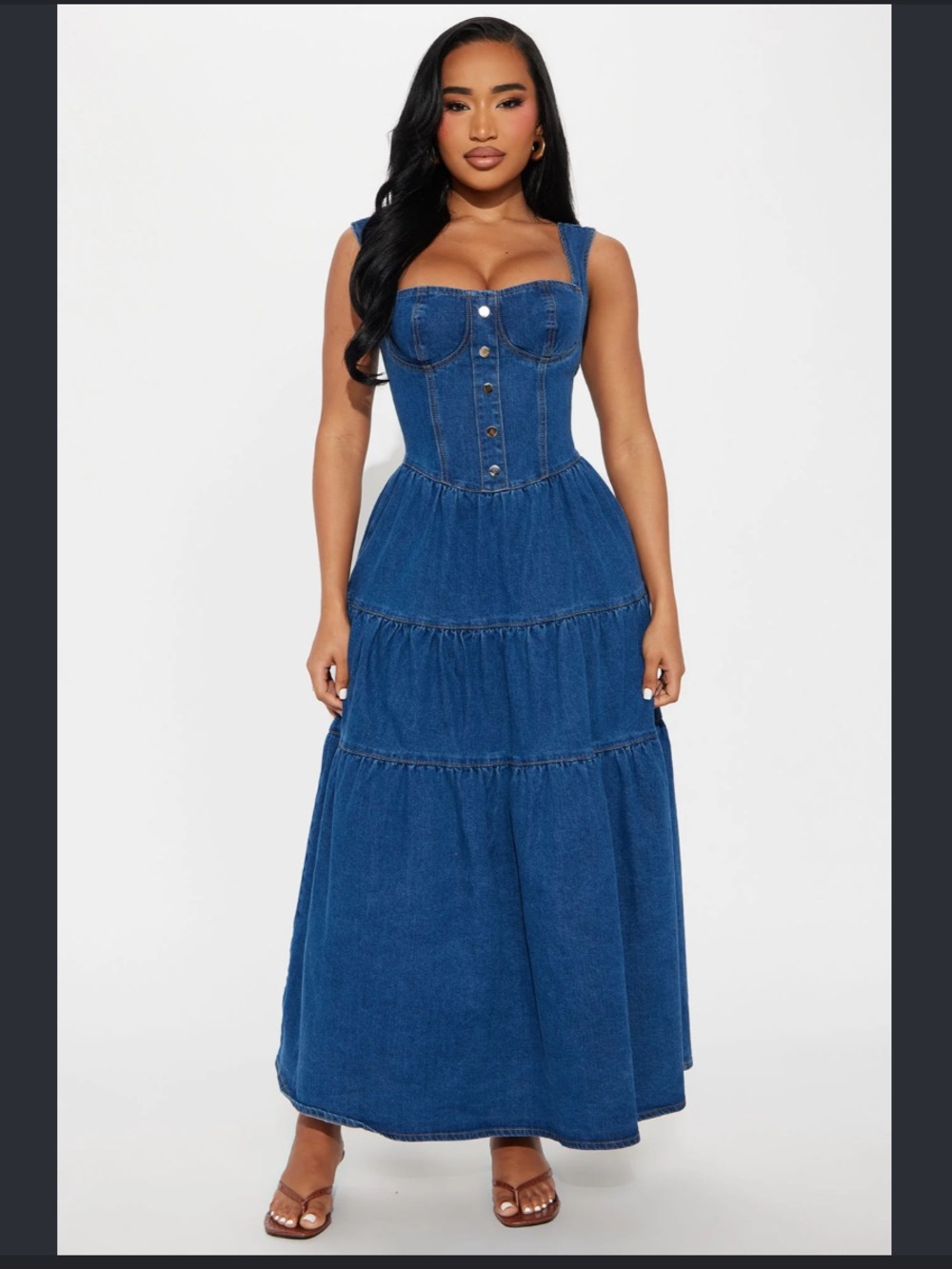 Samantha Tiered Denim Maxi Dress